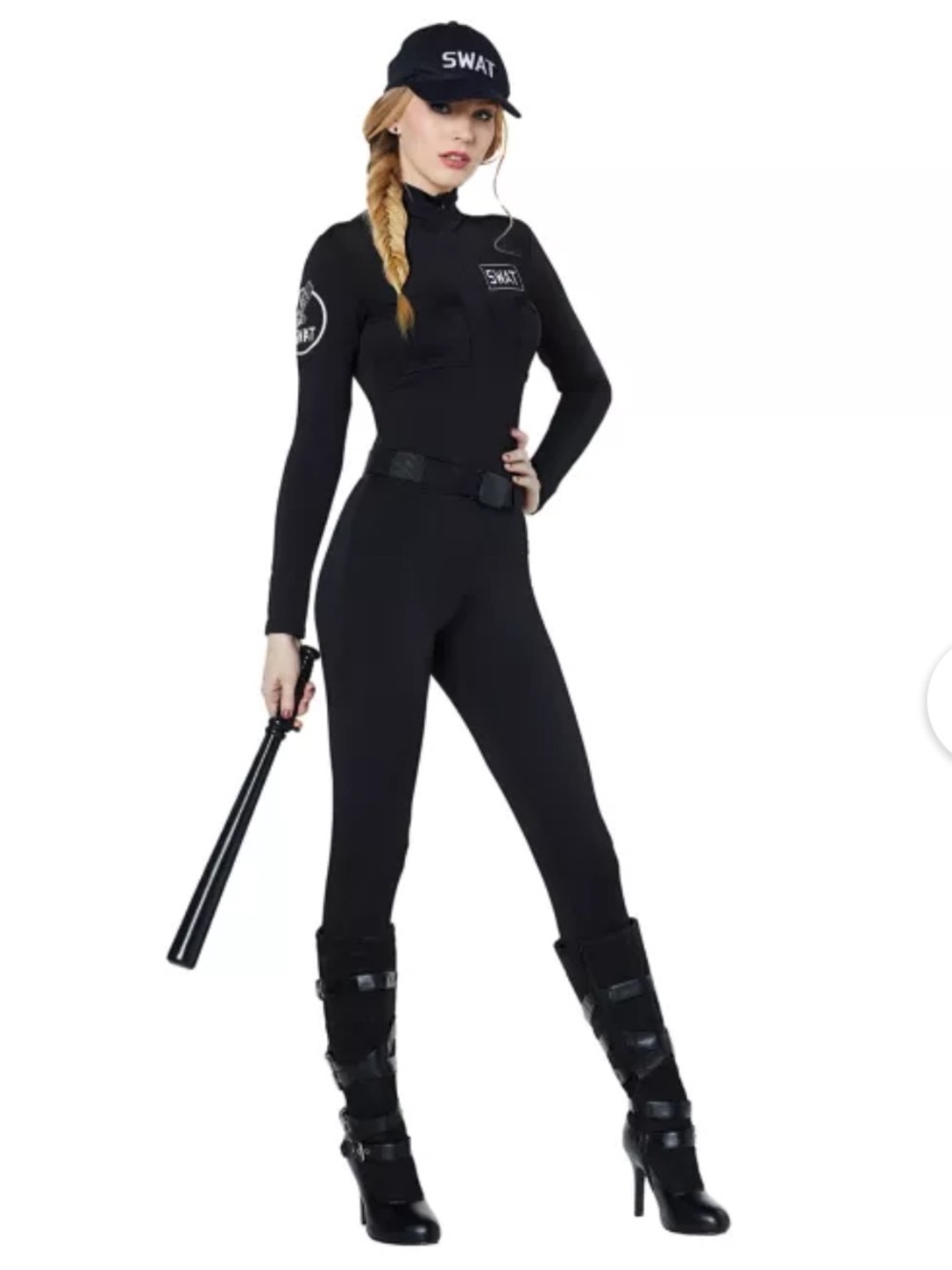 Spirit Halloween SWAT Black Women's Catsuit Jumpsuit